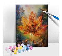 Leaves Paint by Numbers for Adults, Painting by Numbers for kids 6-12, Paint by Number Canvas Kits Landscape with Brushes Acrylic Pigment, DIY Color Oil Painting, Gifts Home Wall Decor 20x28inch T-942