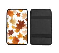 Leaves Pattern Car Armrest Cushion Fall Maple Leaf Waterproof Auto Center Console Pad Car Armrest Seat Box Cover Protector Universal Fit for Most Vehicle SUV