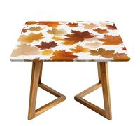 Leaves Pattern Square Tablecloth with Elastic Edgs Fall Maple Leaf Fitted Table Cover Waterproof Topper Cap for Dining Wedding Party Picnic 150cm