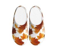 Leaves Pattern Women's Slippers Flannel House Slippers for Men Fall Maple Leaf Non-Slip Warm Winter Shoes for Indoor Outdoor UK 8-9