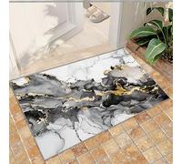 Leaves Plant, Area Rugs, 3D Luxurious Tropical RainForest Palm Leaves Large Area Rug, Shock Absorption Carpet High Density For Bedroom Living Room(Black and White Marble,60 x 140 cm)