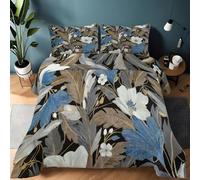 Leaves Queen Duvet 10.5 Tog, Light luxury style Microfiber Bedding Set, 1 Quilt 220x220cm and 2 Pillowcases 50x75cm, All Year Round Comforter for Cozy Nights Y178