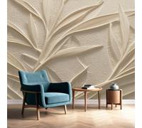 Leaves Relief Wall Mural Botanical Leaves Wallpaper Non-Woven Modern Living Room Bedroom Kitchen Office Background Wall Covering 400 x 280 cm