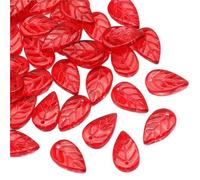 Leaves Shape Lampwork Beads Gradient Multicolor Czech Glass for Jewelry Making DIY Necklace Bracelet Charms Accessories(Red)