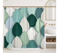Leaves Shower Curtain, Modern Minimalistic Leaf Veins Shapes Spring Teal Washable with Hooks Clawfoot Tub Shower Curtains for Bathroom Bathtub Apartment Decor 72x84 Inch