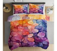 Leaves Single Duvet Cover, Plants Luxury Bedding Set, Soft Brushed Microfiber Quilt Covers With 2 Pillowcases 50x75cm Zipper Closure H-104