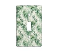 Leaves Single Light Switch Cover Plate, Natural Organic Water Drops Greenery Spring Green Plastic Standard Size Decorative Wall Plates for Home Living Room New Apartment Decor (Single)