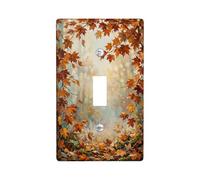 Leaves Single Light Switch Cover Plate, Nature Rustic Branches Halo Fall Orange Standard Size Toggle Light Switch Cover for Living Room Bedroom Home Office Decor