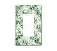 Leaves Single Rocker Light Switch Cover, Natural Organic Water Drops Greenery Spring Green Plastic Standard Size Switch Plate Decorative for Living Room Bedroom Home Office Decor