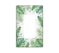 Leaves Single Rocker Light Switch Cover, Tropical Natural Vines Watercolor Summer Green Plastic Standard Size Switch Plate Decorative for Living Room Bedroom Home Office Decor