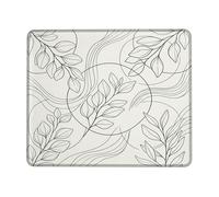 Leaves Small Mouse Pad, Minimalistic Modern Waves Circles None Black Square Rubber Non Slip Portable Cloth Mousepad Desk Decor for Office Home Dorm Laptop Square 8x10 Inch