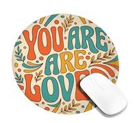 Leaves Small Mouse Pad, Modern Playful Sunrays Dots None Teal Round Rubber Smooth Portable Mini Desk Mousepad Accessories for Office Home Computer Laptop Round 8x8 Inch