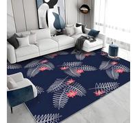 Leaves Small Rug for Bedroom Living Room 60x90, Floral Area Rugs-Machine Washable Soft Short Pile Carpet, Blue Non Slip Indoor Entryway Mat Absorbent Kitchen Rug G&41