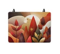 Leaves Stove Top Cover for Electric Stove, Autumn Abstract Mountains Sun Fall Red Pu Surface Flat Top Electric Protector Mat Everyday Kitchen Use Decor 28x20 Inch