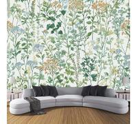 Leaves Vines Wallpaper Wall Mural, Herb Photo Wallpaper, Green 300×210 Cm (Wxh) Silk Cloth Art Roll Wallpapers Wall Covering, for Living Room Bedroom