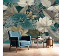 Leaves Wallpaper Tropical Plant Wall Mural Non-Woven Vintage Living Room Bedroom Kitchen Office Background Wall Decor 350 x 256 cm
