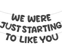 Leaving Banner, Sorry Your Leaving Decorations, We Will Miss You Banner - HSC WE WERE JUST STARTING TO LIKE YOU Glitter Farewell Party Banners, DIY Hanging Retirement Going Away Decorations (Black)