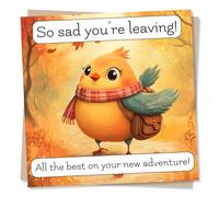 Leaving Card, Goodbye, Good Luck - New Adventure Bird for Colleague | for Him, Her, Men, Women, Friend, Boss, Teacher, Retirement - from All of Us, the Team - Autumn - Blank Inside, with Envelope