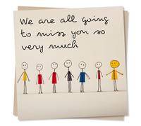 Leaving Card, Will Miss You - Farewell for Colleague, Co-worker | for Him, Her, Men, Women, Boss, Teacher, Retirement - from All of Us, the Team - Simple - Blank Inside, with Envelope