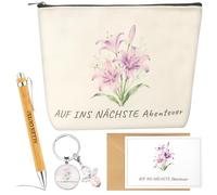 Leaving Gift Colleague, Gift for Colleague with Cosmetic Bag, Key Ring, Greeting Card, Envelope, Pen, 5-in-1 Farewell Colleague, New Beginning Gift for Colleague Job Change, Retirement