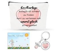Leaving Gift Colleagues, Inspirational Makeup Bag, Guardian Angel Keyring with Greeting Card for Colleagues, Friends, Retirement, Job Change