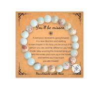Leaving Gifts for Colleague 2025 - Retirement Women Colleagues Coworkers Compass Good Luck Bracelet You Will Be Missed Farewell Going Away Goodbye Positivity Inspirational blue