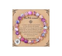 Leaving Gifts for Colleague 2025 - Retirement Women Coworkers Retiree Compass Good Luck Bracelet You Will Be Missed Farewell Going Away Goodbye Positivity purple