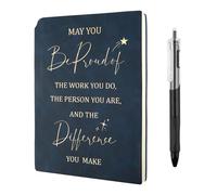 Leaving Gifts for Colleagues Women, A5 Inspirational Notebook and Pen Set, Employee Appreciation Gift, 200 Pages PU Leather Journal Male Teacher Gifts, Thank You Gifts for Women Men Employee (Blue)