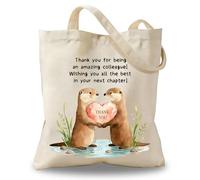 Leaving Gifts for Colleagues Women, Canvas Tote Bag, Double-Sided Printing Shopping Bags, Foldable Clothes Bags, Retirement Gifts, Farewell Gifts for Coworkers Mentor Partner