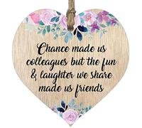 Leaving Gifts for Colleagues Women, Friendship Gifts, Light Wooden Hanging Heart Sign Plaque, Handmade Decorative Accessories, Leaving Presents for Colleagues, Chance Made Us Colleagues Fun Laughter