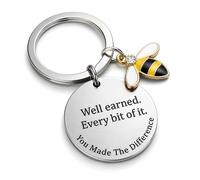 Leaving Gifts for Colleagues Women, Happy Retirement Gifts for Women Men Bee Keyring, Well Earned You Made The Difference Keychain, Stainless Steel Appreciation Gift for Coworker Teacher Nurse Friend
