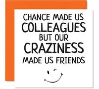Leaving Gifts for Colleagues Women Men - Chance Made Us Colleagues But Our Craziness Made Us Friends Card, 145mm Greeting Cards, Funny Leaving Gifts for a Friend Congratulations Card
