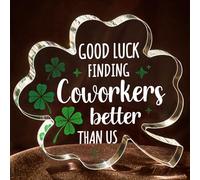 Leaving Gifts for Colleagues Women Men - Good Luck Clover Plaque, Leaving Presents for Colleagues, Acrylic Clover Goodbye Gifts for Coworkers, Work Colleague Gift for Women Men Coworkers Going Away