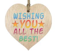 Leaving Gifts for Colleagues Women Men - Wishing You All The Best - Sorry Your Leaving Good Luck In Your New Job - Light Wood Hearts Sign Funny Gifts for Friends Funny Gifts for Men Women, New Job