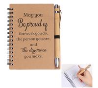 Leaving Gifts for Colleagues Women, Thank You Gift 100 Pages Kraft A6 Notebook with Ballpoint Pen Set Employee Appreciation Gifts Proud Of You Positive Gift Spiral Notepad for Teachers Friends Men