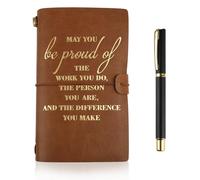 Leaving Gifts for Women Men, Inspirational Notebook and Pen Gift Set(Brown) | Includes Card Organiser, Employee Appreciation Gifts, Thank You Gift Journal for Teacher Volunteer Colleague
