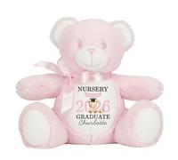 Leaving Nursery Gift Cuddly Toy - Personalised Nursery Graduate 2026 Pink Bear Customised Teddy Toddlers and Kids Plush Named Preschool Starting School Leaver Party Last Day Soft Plushie - Pink Teddy