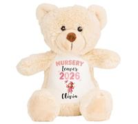 Leaving Nursery Gift Cuddly Toy - Personalised Nursery Graduate 2026 Pink Girl Customised Teddy Toddlers and Kids Plush Named Preschool Starting School Leaver Party Last Day Soft Plushie - Brown Teddy