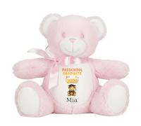 Leaving Preschool Gift Cuddly Toy - Personalised Pre School Graduate 2026 Customised Teddy Toddlers and Kids Plush Named Nursery Starting School Leaver Party Last Day Soft Plushie - Pink Teddy