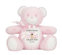 Leaving Preschool Gift Cuddly Toy - Personalised Pre School Graduate 2026 Pink Bear Customised Teddy Toddlers and Kids Plush Named Nursery Starting School Leaver Party Last Day Soft Plushie - Pink Ted