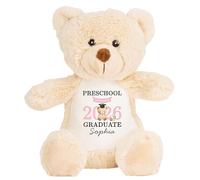 Leaving Preschool Gift Cuddly Toy - Personalised Pre School Graduate 2026 Pink Bear Customised Teddy Toddler and Kids Plush Named Nursery Starting School Leaver Party Last Day Soft Plushie - Brown Ted