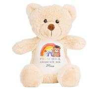 Leaving Preschool Gift Cuddly Toy - Personalised Pre School Graduate 2026 Rainbow Customised Teddy Toddlers and Kids Plush Named Nursery Starting School Leaver Party Last Day Soft Plushie - Brown Ted