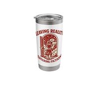 Leaving Reality Entering Fiction Retro Book Reader Design Stainless Steel Insulated Tumbler