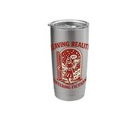 Leaving Reality Entering Fiction Retro Book Reader Design Stainless Steel Insulated Tumbler