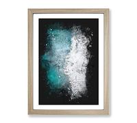 Leaving The Beach Paint Splash Modern Framed Wall Art Print, Ready to Hang Picture for Living Room Bedroom Home Office Décor, Oak A4 (34 x 25 cm)