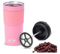 LEAVITT BAY COFFEE Pink Portable French Press Travel Mug & Coffee Maker