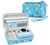 Leayjeen Kids Camera Case Compatible with Dylanto/GKTZ/HiMont/CAMCLID/ESOXOFFORE Kids Instant Print Camera, for 1080P Printed Photos,Christmas Gifts and Birthday Gifts for Kids-Blue Sharks(Case Only)