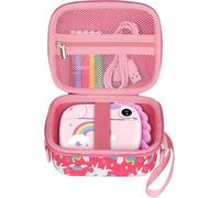 Leayjeen Kids Instant Print Camera Case for HiMont - Pink Unicorns | Compatible with Manttely/CAMCLID/GREENKINDER, with Handle and Strap, Zippered Mesh Pocket, Hard EVA Shell (Case Only)