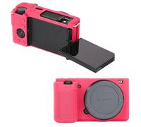 Leayjeen Silicone Protective Case Compatible with Sony ZVE10 Camera, ZV-E10 Camera Silicone Protective Soft Shell, with Detachable Lens Cover Photography Protective Case (Rose Red)