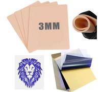 LEAYOKA 24Pcs 3MM Fake Skin Tattoo Practice Kit - 4pcs Thickened Silicone Tattoo Skins & 20pcs Transfer Paper - Multicolor, Not Water Resistant - For Youth & Adults
